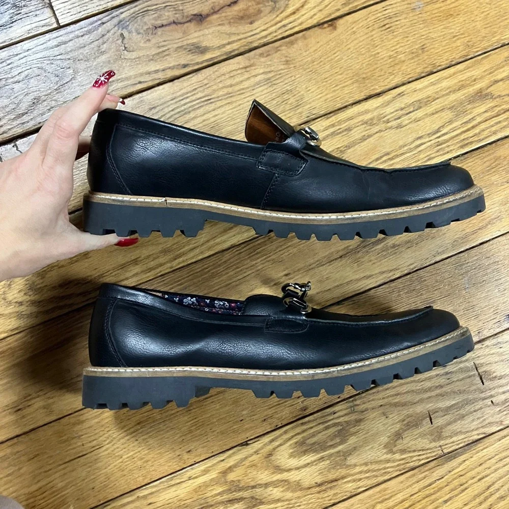 Madden Mens Black Leather Bit Loafer Lug Sole Dress‎ Shoes Size 11
